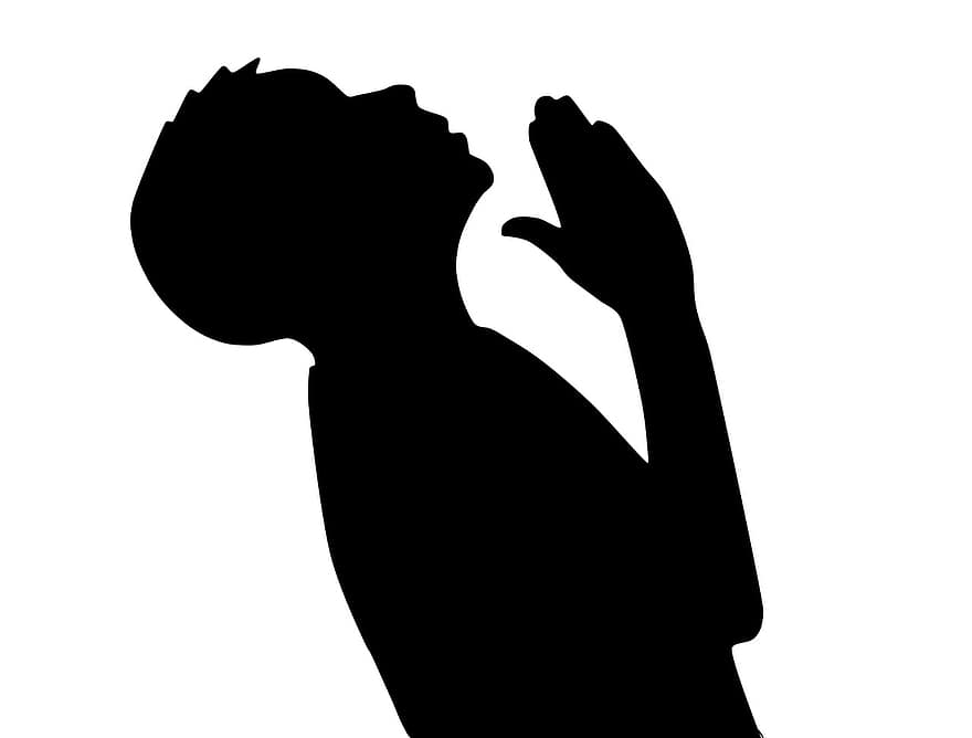 άνδρας, προσεύχεται, σκιά, απεικόνιση