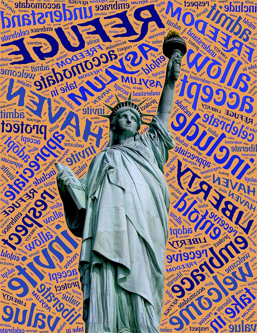 turvapaikka, satama, Tervetuloa, vapaus, sisältää, Amerikka, patsas, symboli, monumentti, dom, kutsu