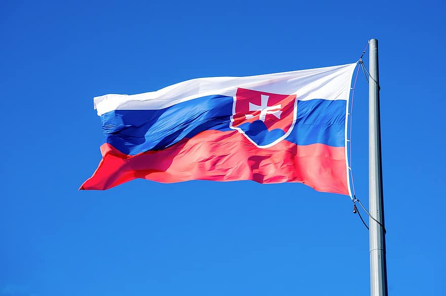 スロバキア、旗、旗竿、空、ブラチスラバ、国民のシンボル、シンボル、国、状態、ヨーロッパ、バナー
