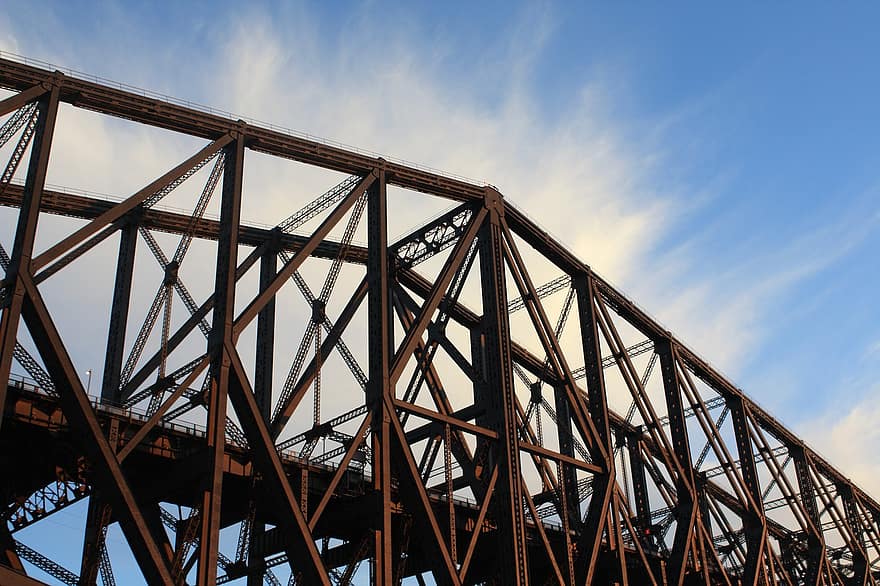 ponte, struttura, acciaio, attraversamento, Québec, cielo