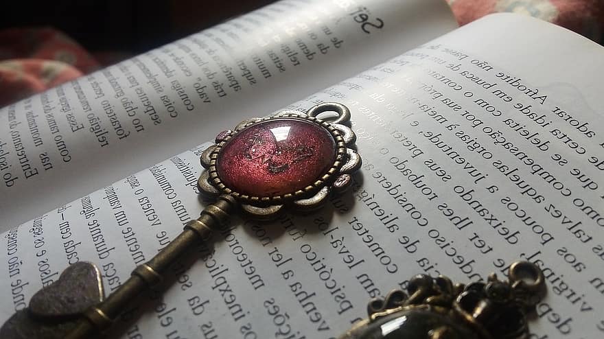 Key, Necklace, Jewelry, Butterfly, Pendant, Magical, Fairy, Witch, Page, Book, Vintage