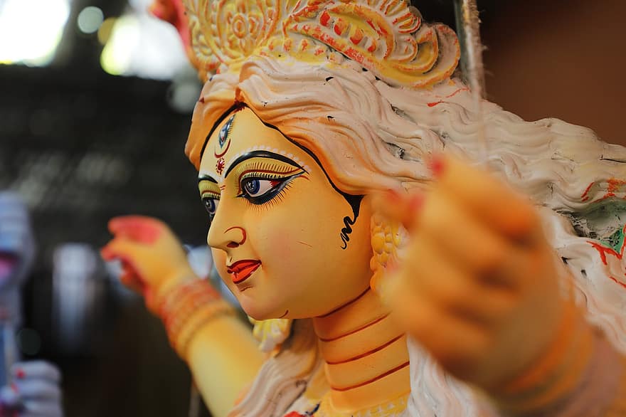 durga, άγαλμα, ινδουϊσμός, γλυπτική, θεότητα, θεά, durga puja, Μάα Ντούργκα, Άγαλμα Durga, πρόσωπο, ινδός των ανατολικών ινδίων