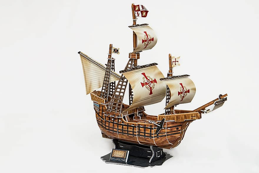 Barco à Vela Três Masted, Cristóvão Colombo, velas, navio, emblemática, santa maria, descoberta, viagem, explorador, cruzeiro, história