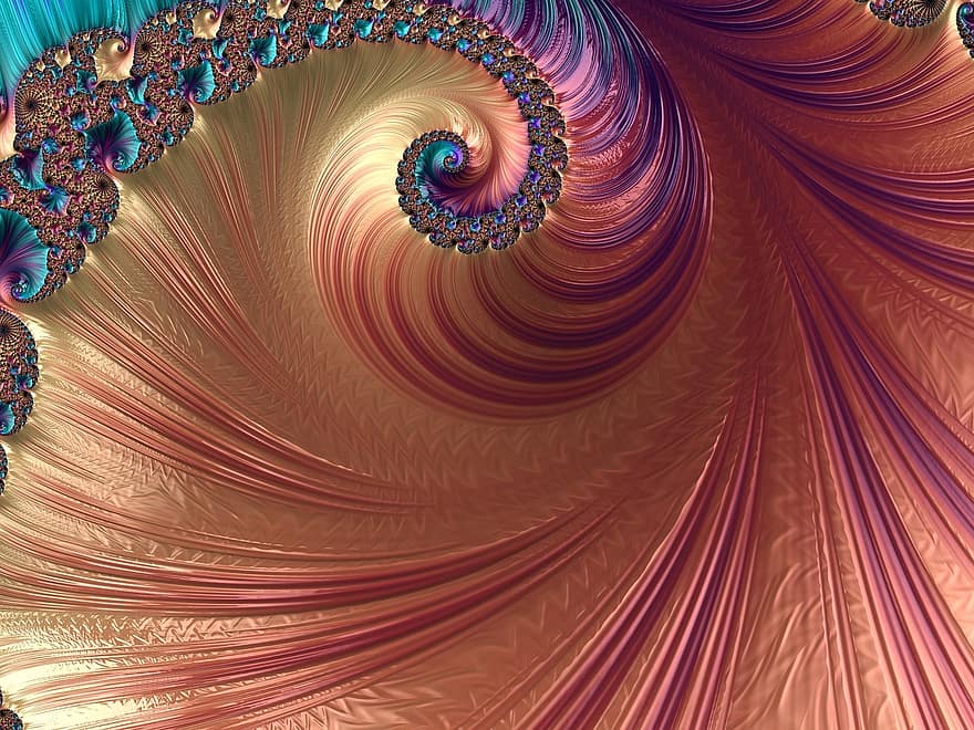 fractal, auksas, spirale, menas, santrauka, spalvinga, eterinis