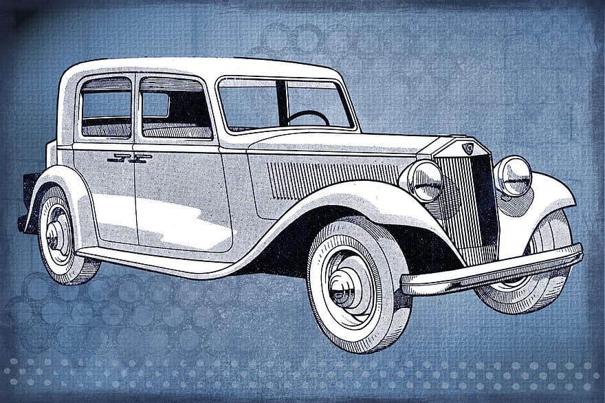 auto, Vintage ▾, digitale, arte, collage, blu, vecchio, antico, automobile, mezzi di trasporto, classico