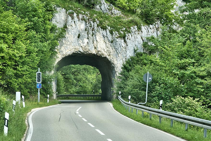 vei, tunnel, reise, inngang, exit