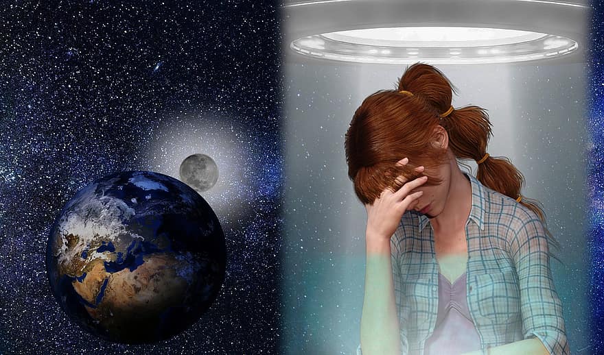 Abducted, Ufo, Science Fiction, Mystery, Fantasy, Galaxy, Space, Earth, Moon, Woman, Girl