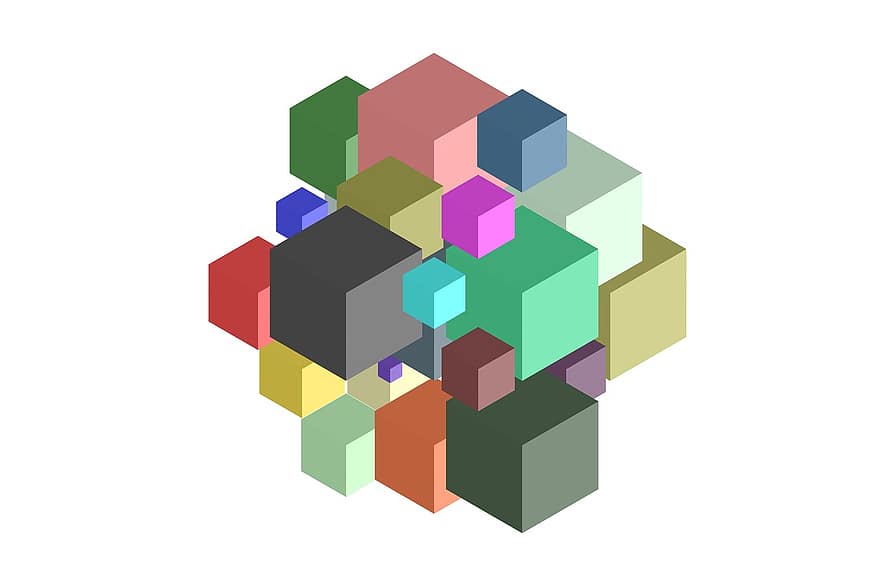 куб, барвисті, розмір, блок ланцюга, дизайн