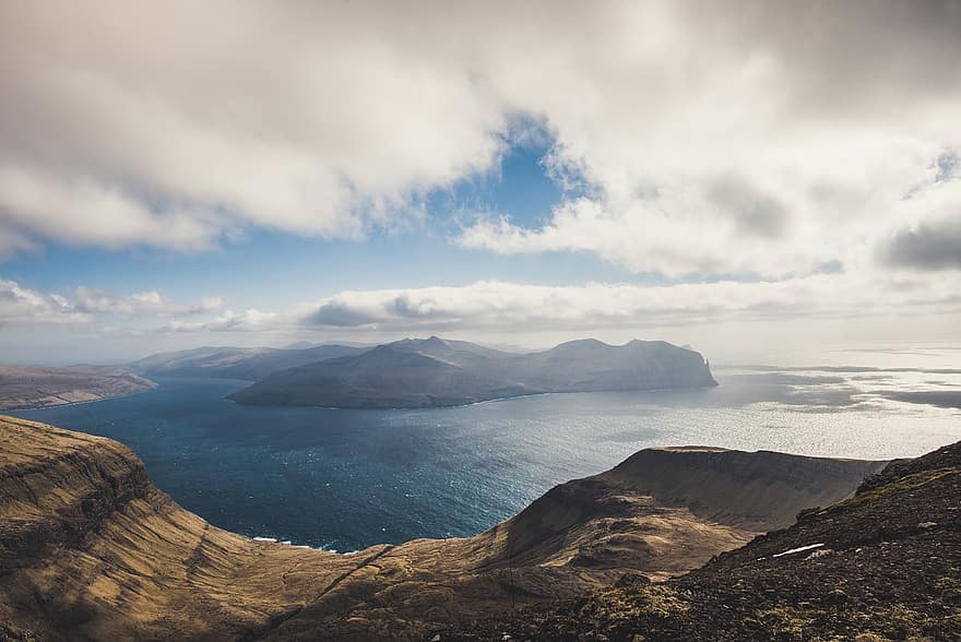 mar, oceà, platja, Illes Faroe, núvols, viatjar, roques, penya-segat, línia de costa, paisatge, aigua