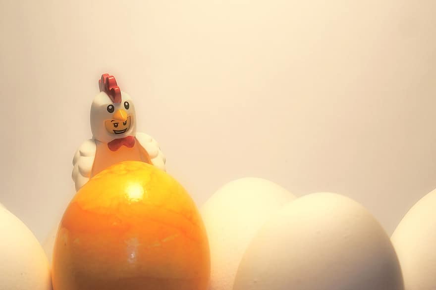 húsvéti, húsvéti tojás, Lego, minifigurát, ünneplés, csirke, madár, dekoráció, háttérrel, évszak, sárga