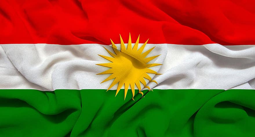 curdistão, símbolo, Europa, país, isolado, azul, branco, conceito, nacional, nação, bandeira
