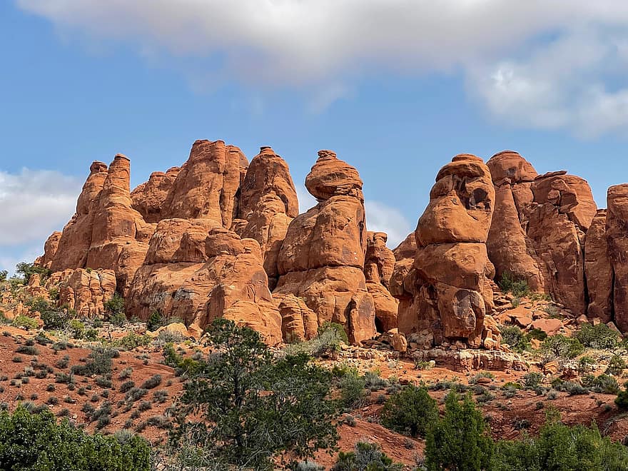 bågar nationalparken, utah, moab, röd sten, natur, geologi, erosion, sandsten, vandring, Västra, väster
