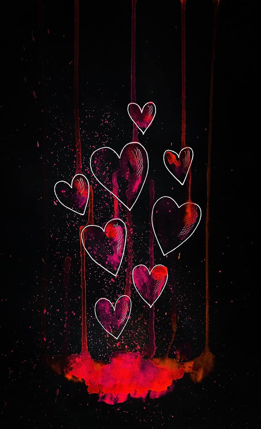 hjerter, Valentins Dag, kunst, skitse, form, symbol, prøve, design, kærlighed, et hjerte, følelser