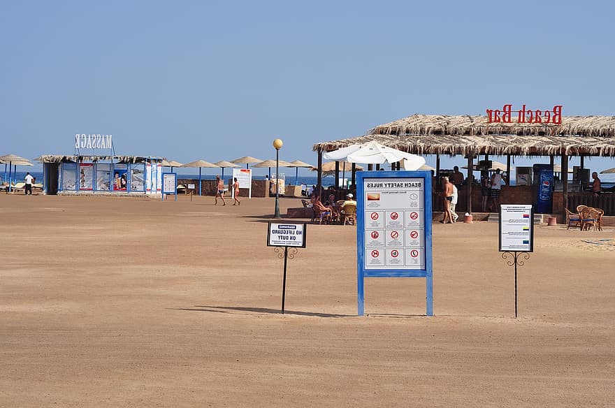 bờ biển, ai cập, biển, khách sạn, Quán rượu ngoài biển, Hurghada, kỳ nghỉ, mùa hè, thư giãn
