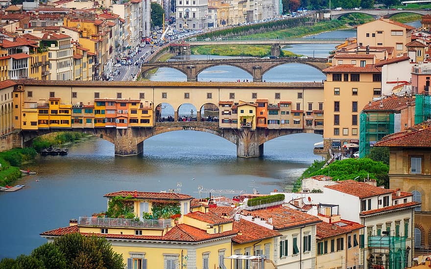 kelionė, turizmą, ponte vecchio, Florencija, tiltas, Toskanoje, Italija, architektūra