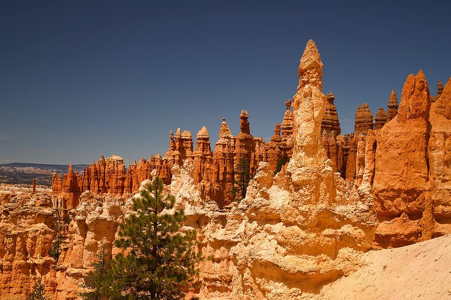 Bryce Canyon, woestijn, geologie, natuur, landschap, berg-, zandsteen, rots, uitgehold, klif, zand