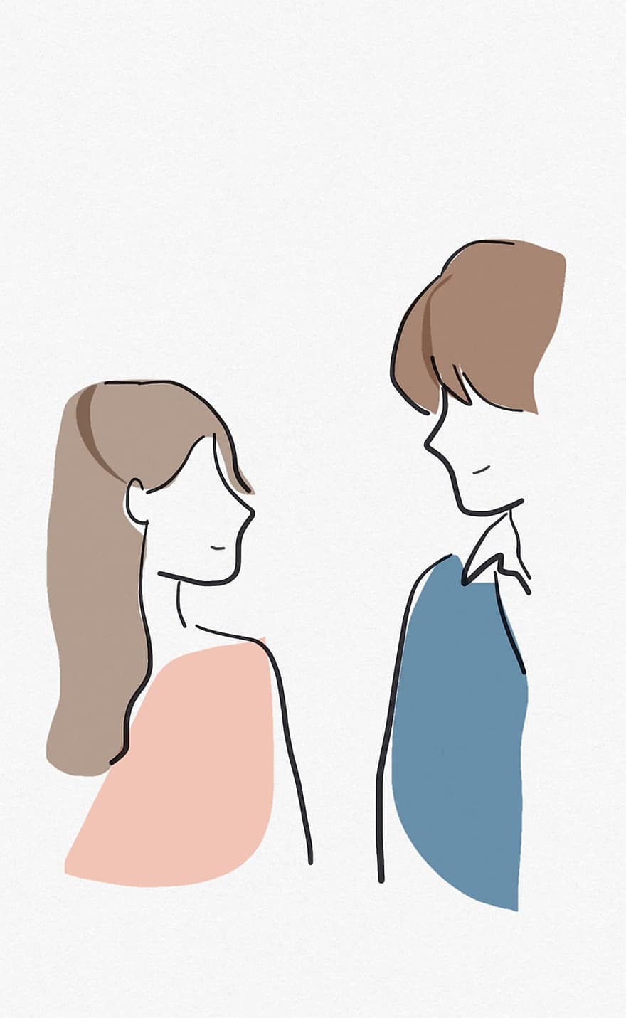 Couple, Man And Woman, Male And Female, Relationship, Lovers, People, women, illustration, vector, cartoon, men