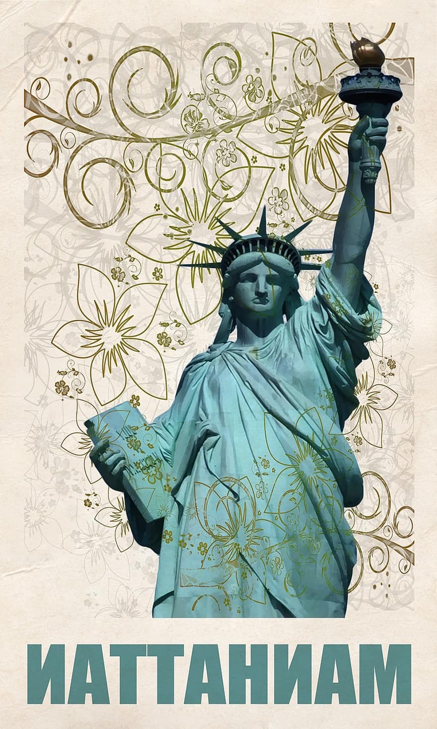 Манхеттен, статуя, свобода, новый, йорк, Соединенные Штаты Америки, NYC, Америка, ориентир, город, архитектура