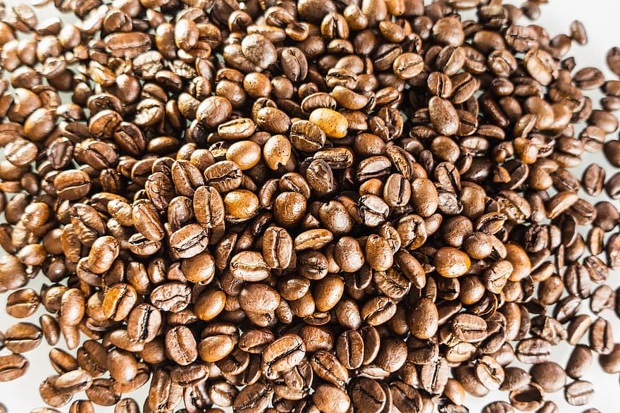 café, cafeína, grãos de café, assado, aromático, bebida, energia, feijão, fechar-se, origens, semente