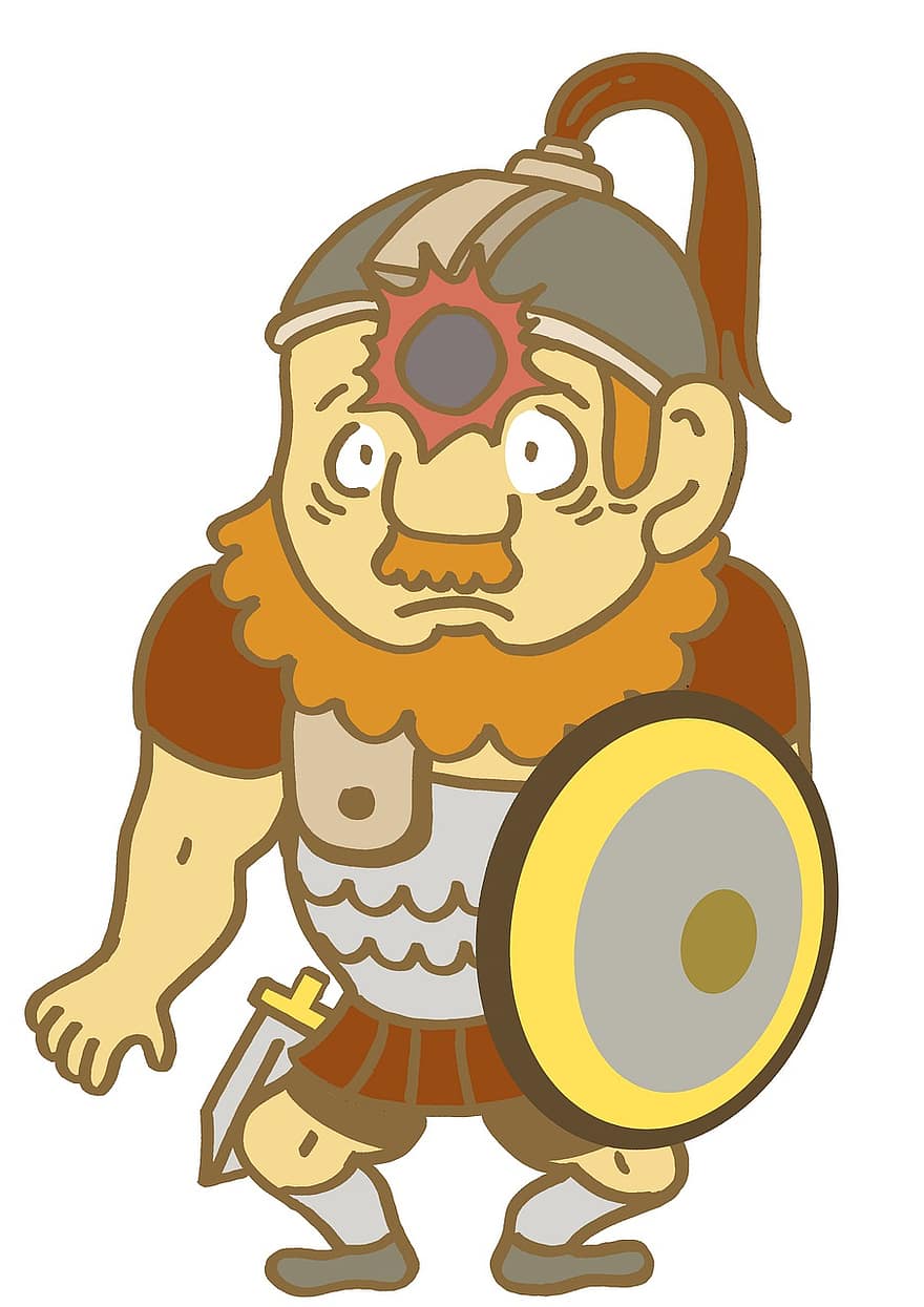 Goliath, caracter, Biblie, desen animat, luptă, armură, scut, sabie, barbă