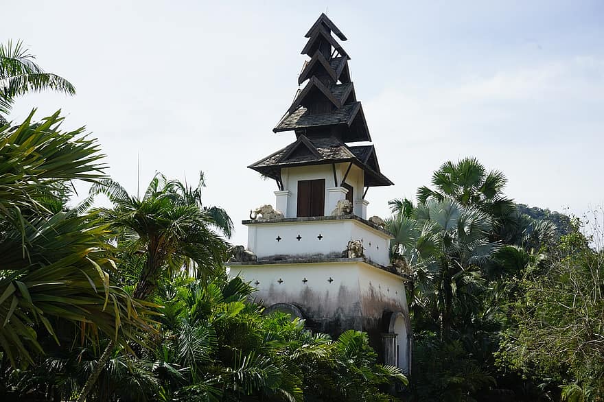 gebouw, structuur, palmbomen, tuin-, pattaya, Nongnok dorp, toerisme
