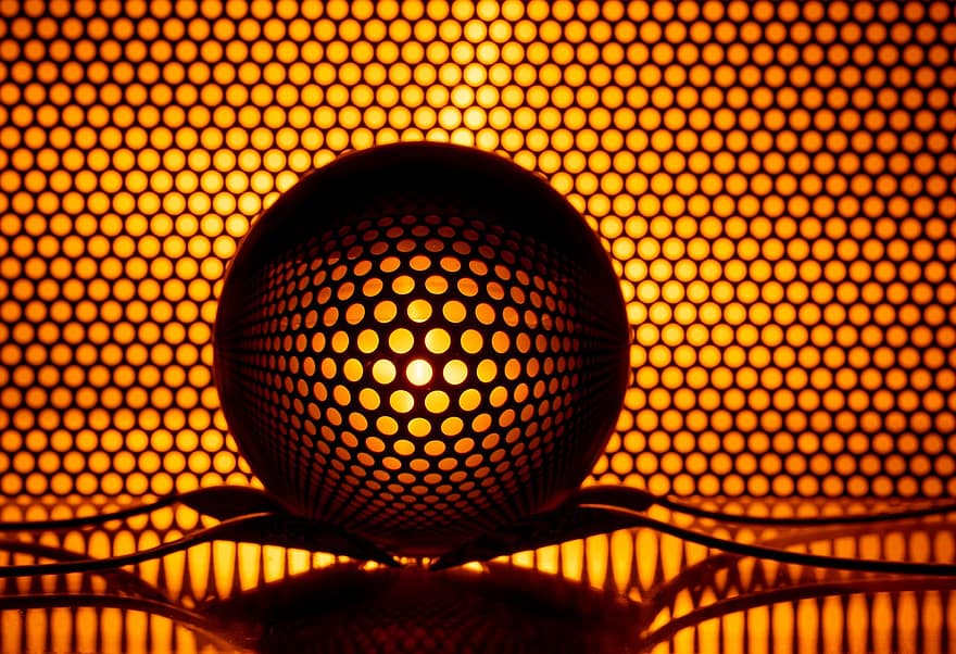 Spoons, Glass Sphere, Perforated Sheet, Orange, Background, Ornamental, Pattern, Holes, Glass, Seamless, Decorative