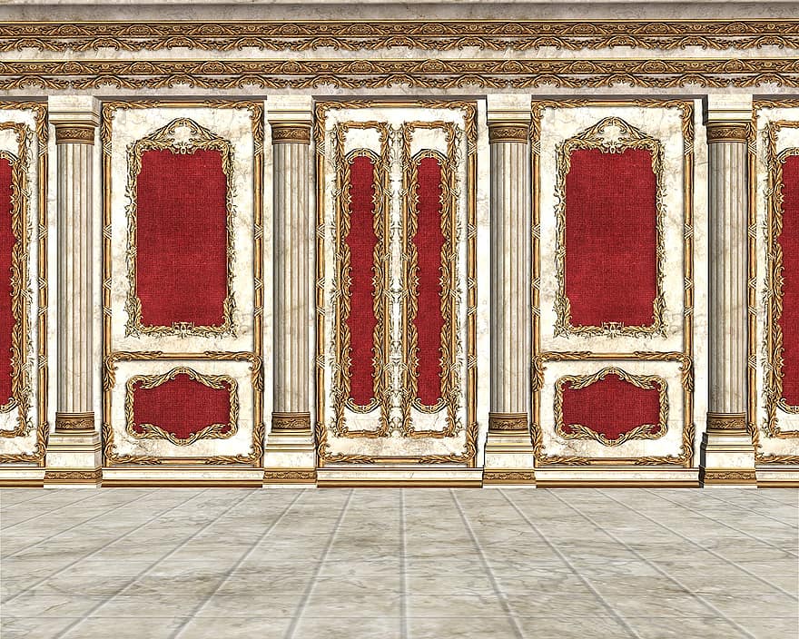 Královský pokoj, Ozdobený pokoj, Trůnní sál, elegance, zeď, klasický, výzdoba