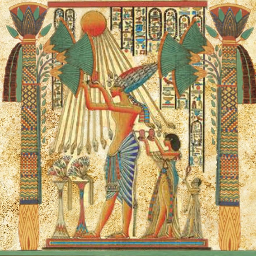egyptský, muž, Bůh Slunce, ra, Amun, královský, starověký Egypt, koláž, společenství, náboženství, víra