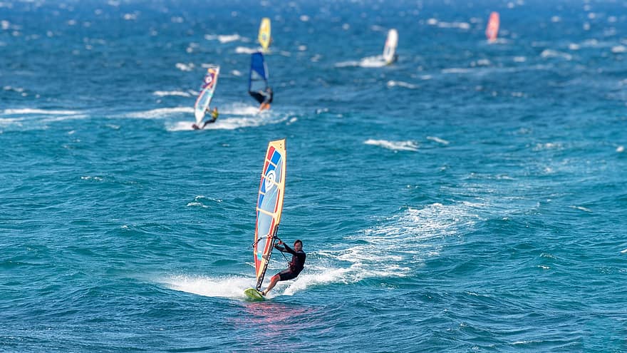 windsurfing, wolny czas, ocean, rekreacja, morze, surfing, surfer, lato, podróże