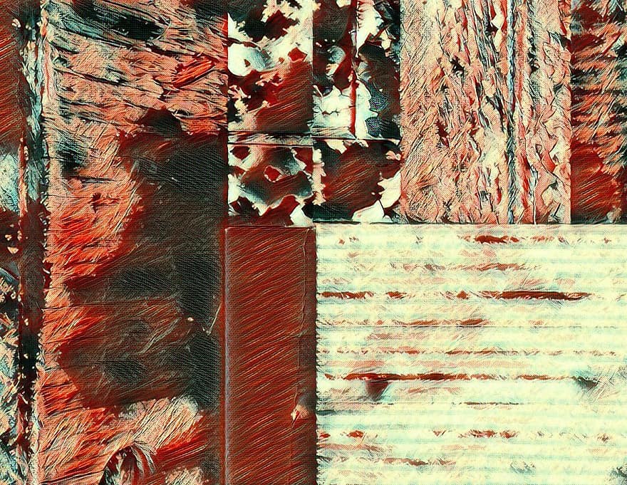 Abstract, Tabloid, Patchwork, Bloody, Background, Mixed Media, Red