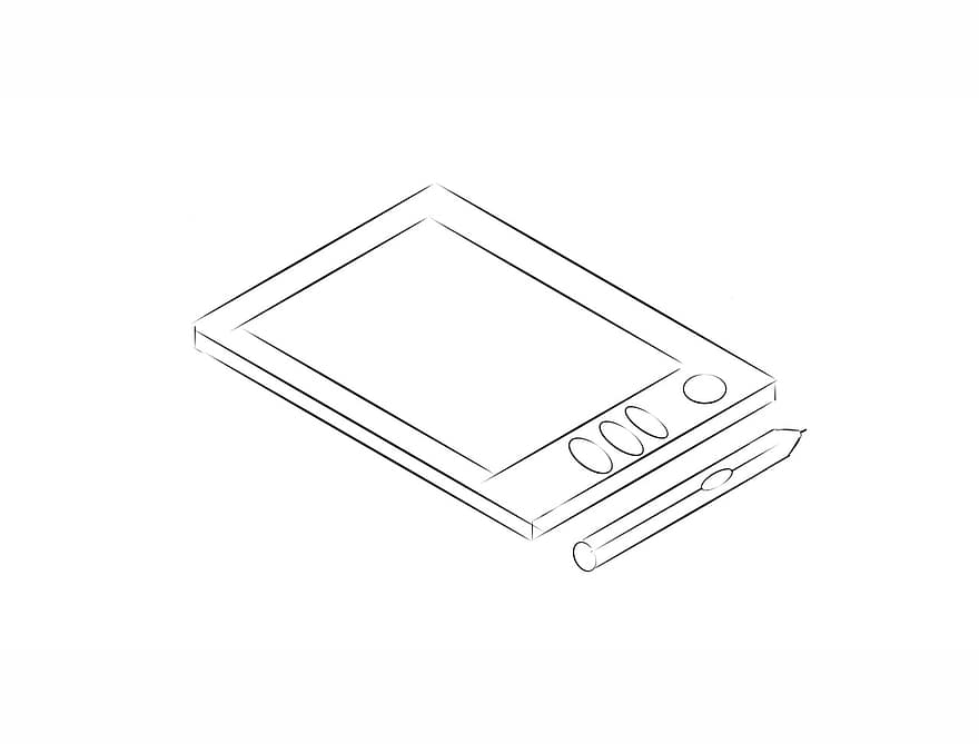 Tablet, Drawing Tablet, Device, Digital, Technology, Graphic Design, Touchpad, Line Art