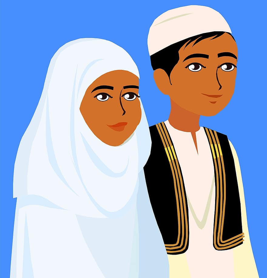 parella, home, dona, tradicional, musulmana, vel, educació, ensenyar, educar, classe, aprendre