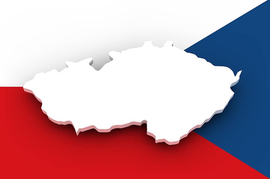 térkép, Cseh Köztársaság, zászló, határok, ország, Amerikában