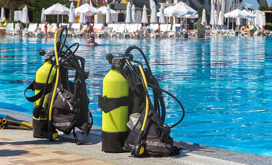 equipamento de mergulho, piscina, Treinamento de Mergulhador