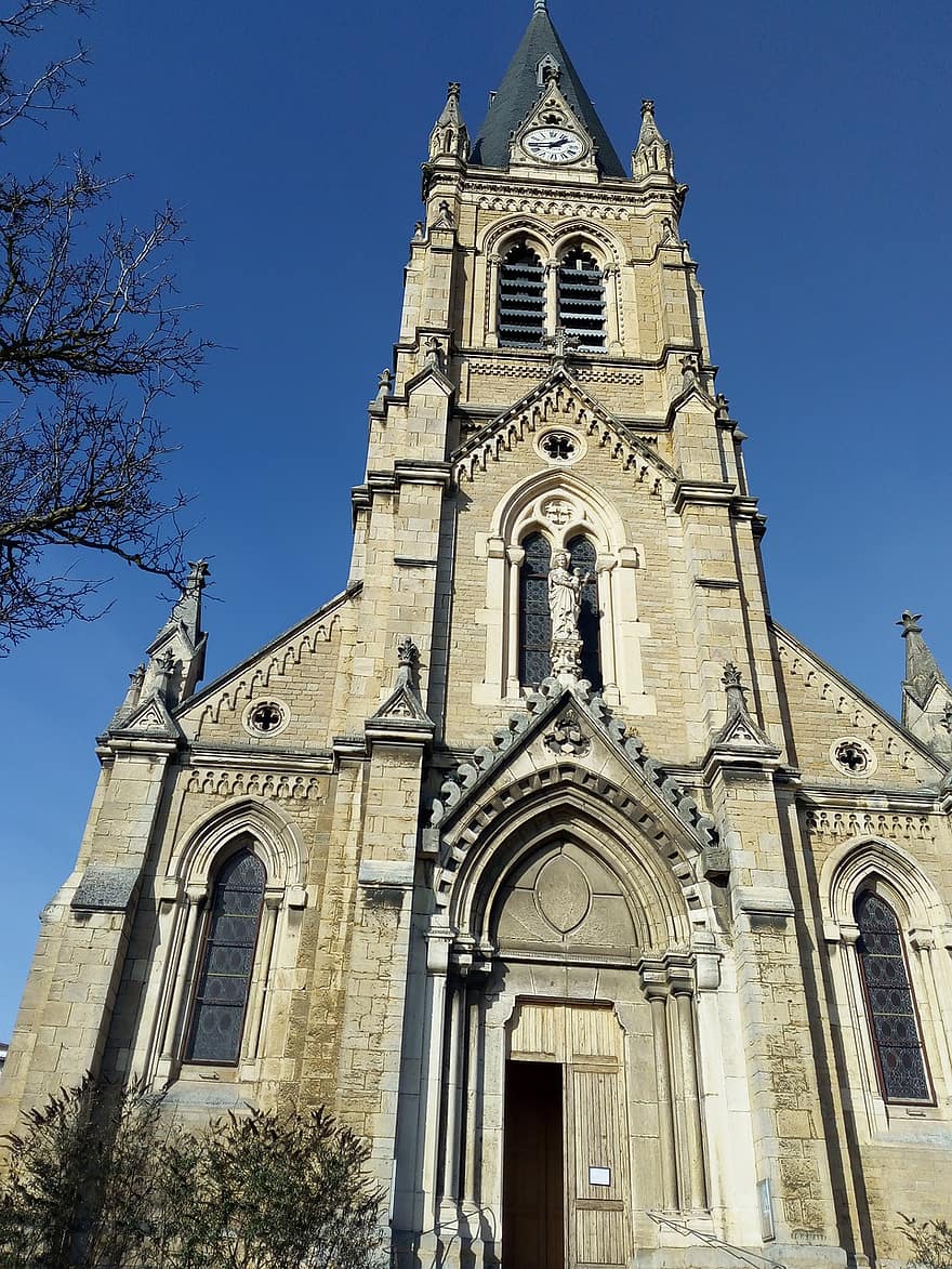 kyrka, arkitektur, frankrike, Saint Didier Au Mont D'or, kristendom, religion, känt ställe, historia, byggnad exteriör, gotisk stil, gammal