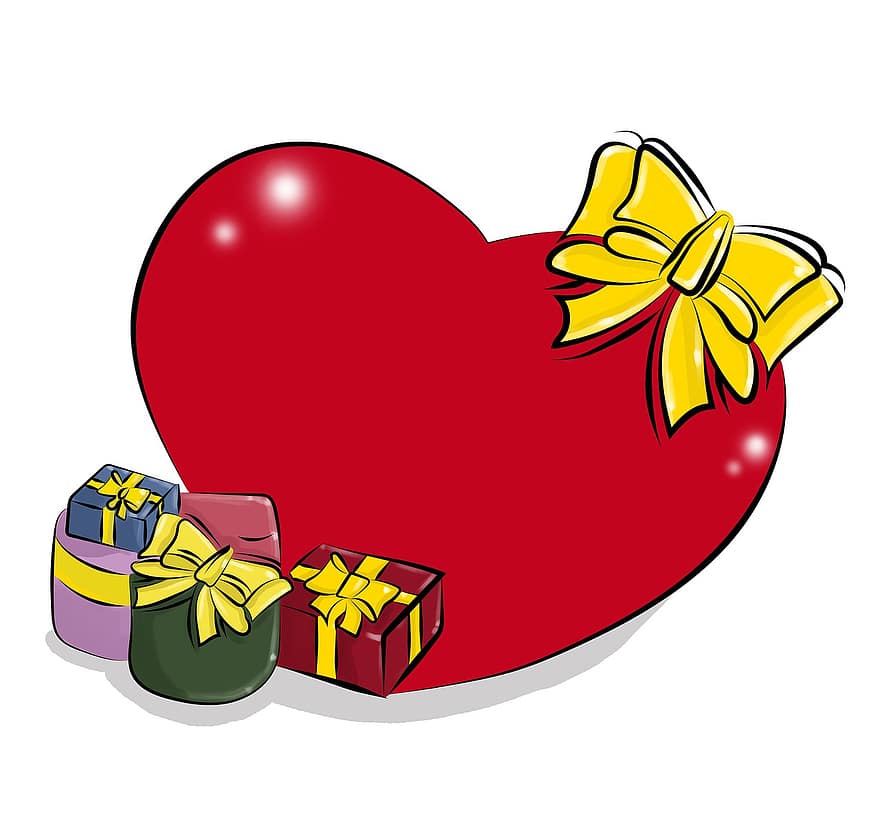 hart-, tekening, liefde, symbool, Valentijnsdag, romance, Valentijn, spotprent, romantisch, trek, geschenken