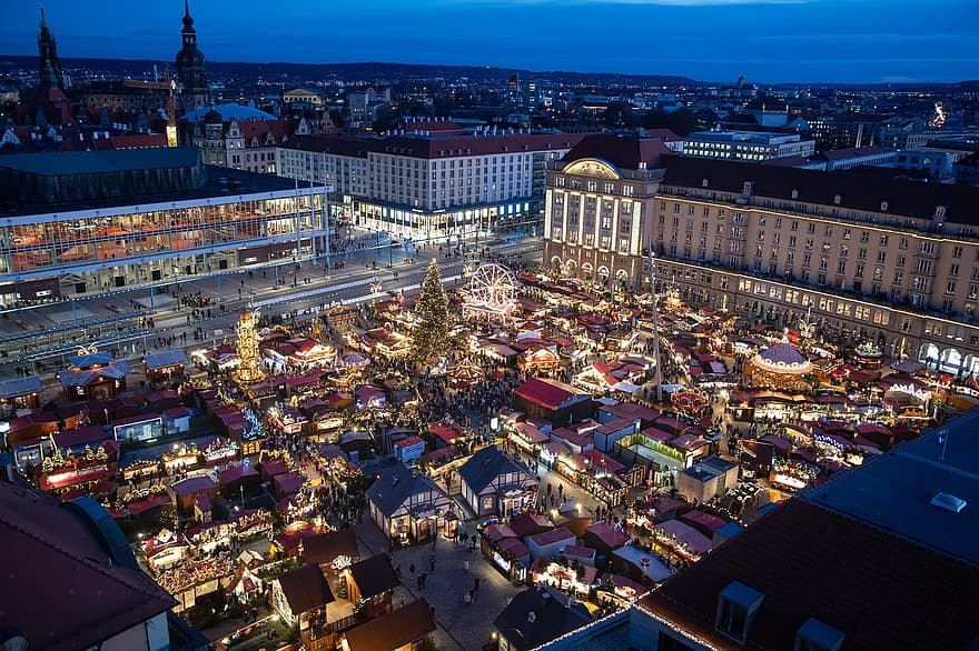 dresden, pasar Natal, kota, lampu, pasar, kotak, liburan, tahun baru, hari Natal, tradisional, budaya