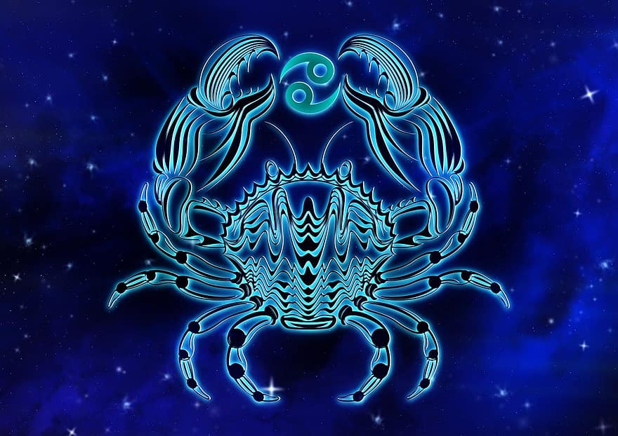 signo do zodíaco, Câncer, horóscopo, desenhar, astrologia, interpretação, céu, brilhando, fundo, signos do zodíaco, constelações