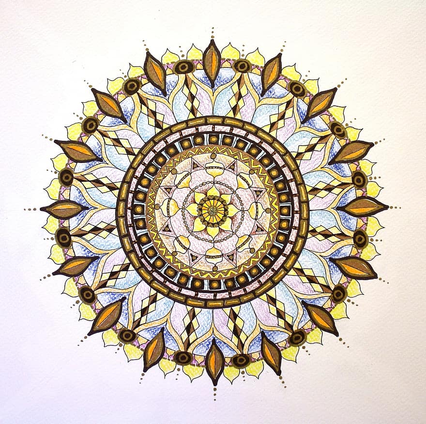 mandala, ritning, ritad för hand, konst, abstrakt, Patterl, orientalisk, indisk