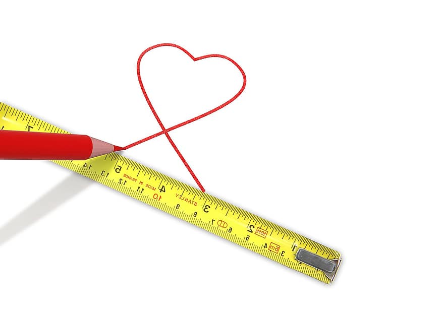 metre, cinta mètrica, regla de plegat, mesurar, cor, amor, sort, resum, relació, gràcies, salutació