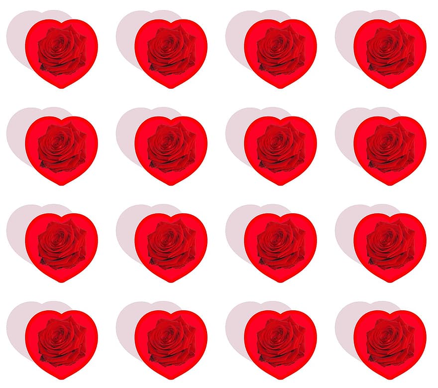 Hearts, Roses, Background, Wrapping Paper, Paper, Fabric, Pattern, Seamless, Design, Valentine, Flowers