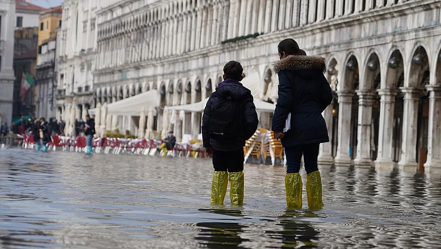 Benátky, Itálie, zaplavit