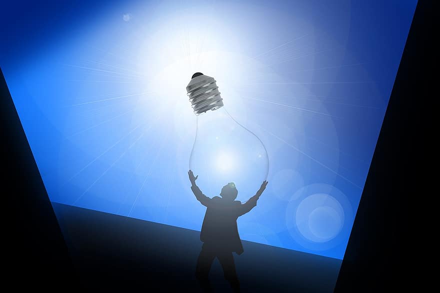 Lightbulb, Sun, Solar Energy, Light, Nuclear Phaseout, Yellow, Demand For Electricity, Electricity Production, Solar Cells, Sunbeams, Electricity