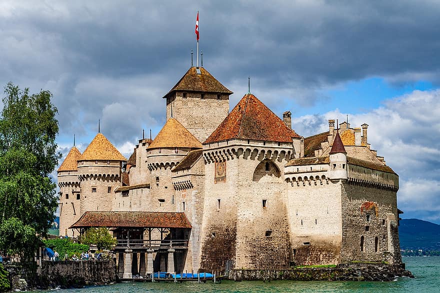 slott, fästning, schweiz, Lords Byron, turism, historiskt, Montreux