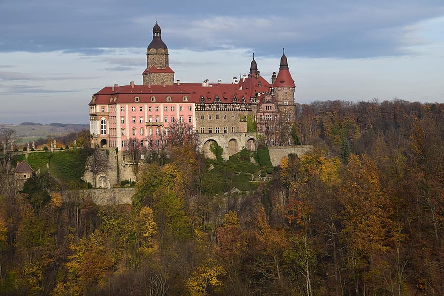 κάστρο, ταξίδι, ιστορικός, μνημείο, wałbrzych