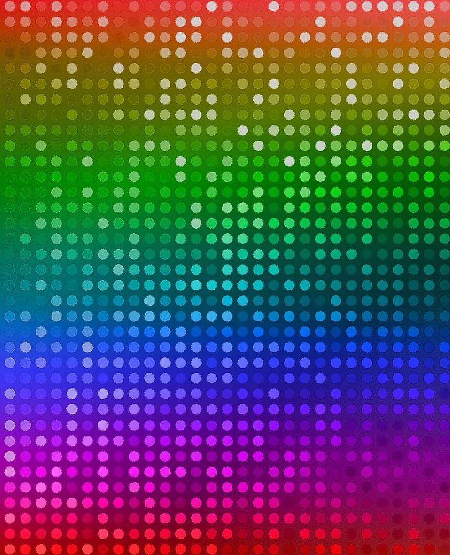 punkti, polka punkti, digitāls, varavīksne, krāsains, modeli, dizains, dators, spektru, radiāciju, komunikāciju
