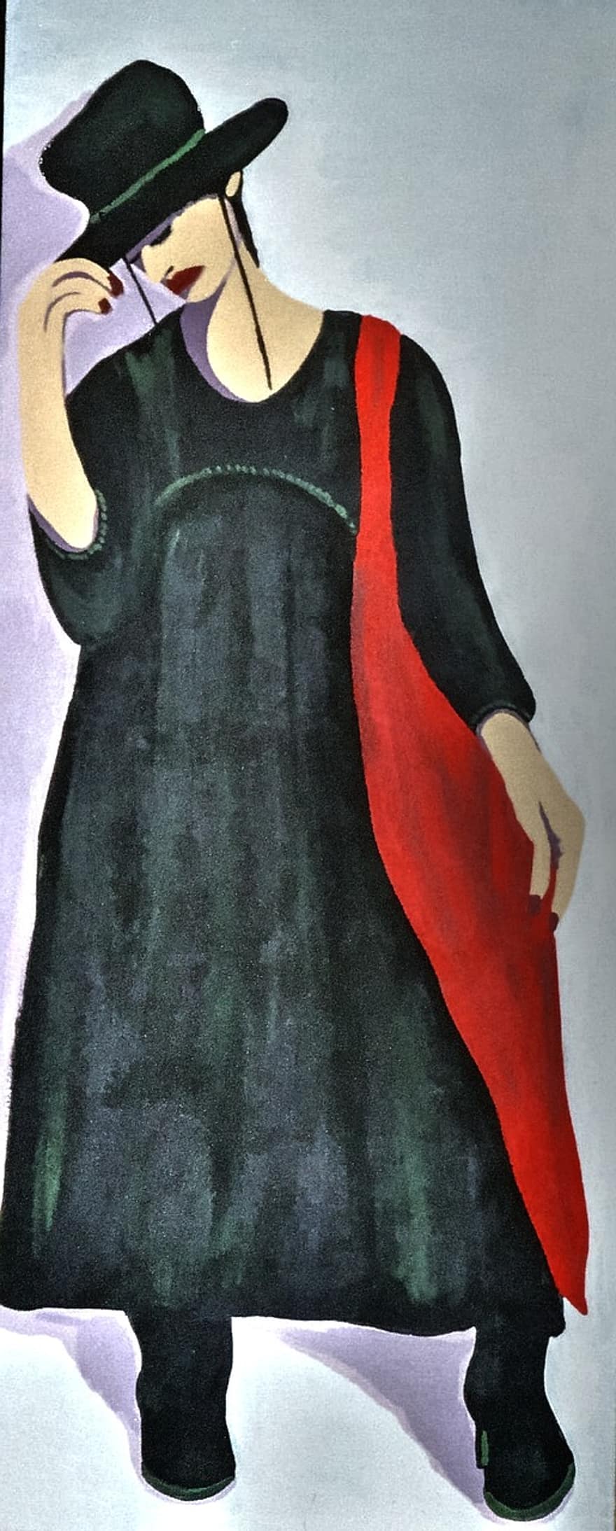 ζωγραφισμένη κυρία, ακρυλική μπογιά, πινελιές