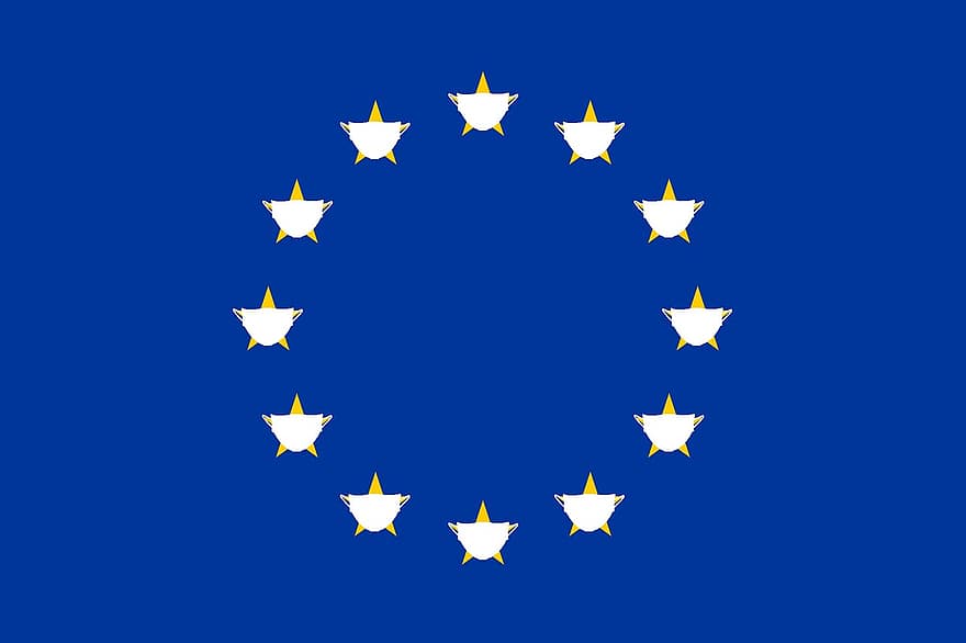 Unione Europea, pandemia globale, economia, protezione, covid-19, bandiera dell'Unione europea, coronavirus, illustrazione, sfondi, simbolo, design