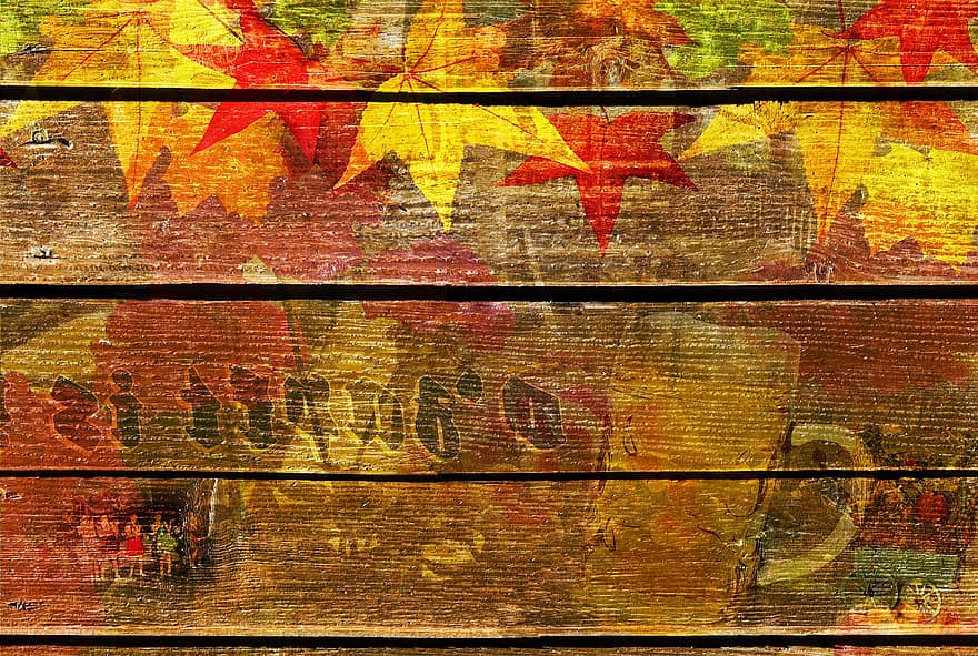 Октоберфест, задна основа, дърво, есен, бюлетин, дъски, стена, Баварската, листа, цветен, гръндж