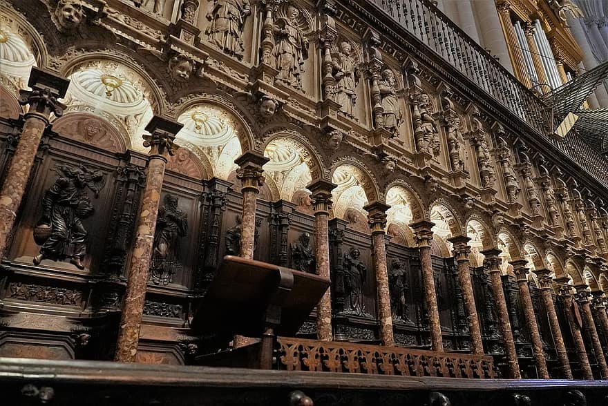Dom, Innere, Säulen, die Architektur, Schnitzereien, Religion, Kirche, Toledo